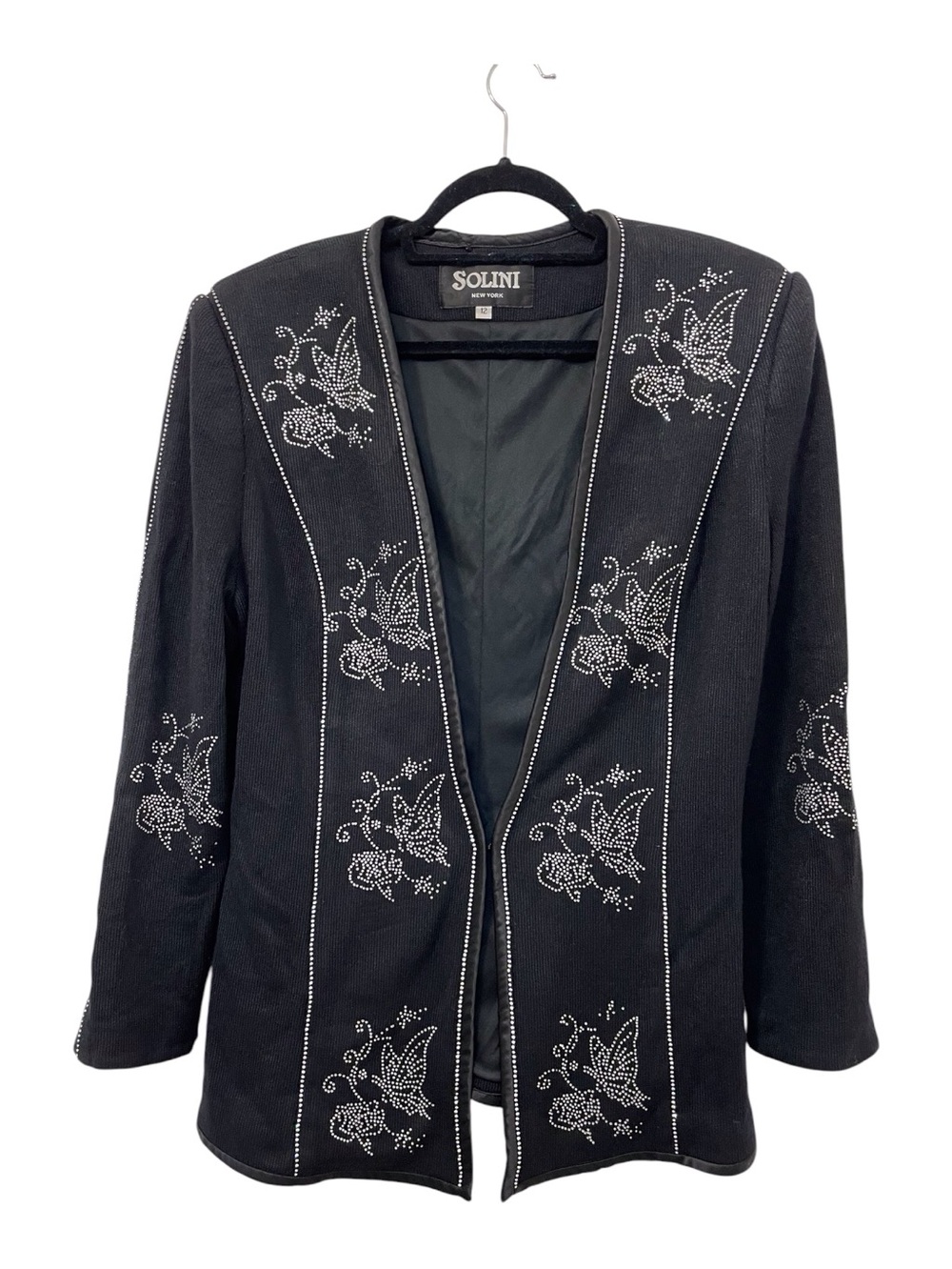 Solini Women's New York Embelished Black Lined Jacket, 12